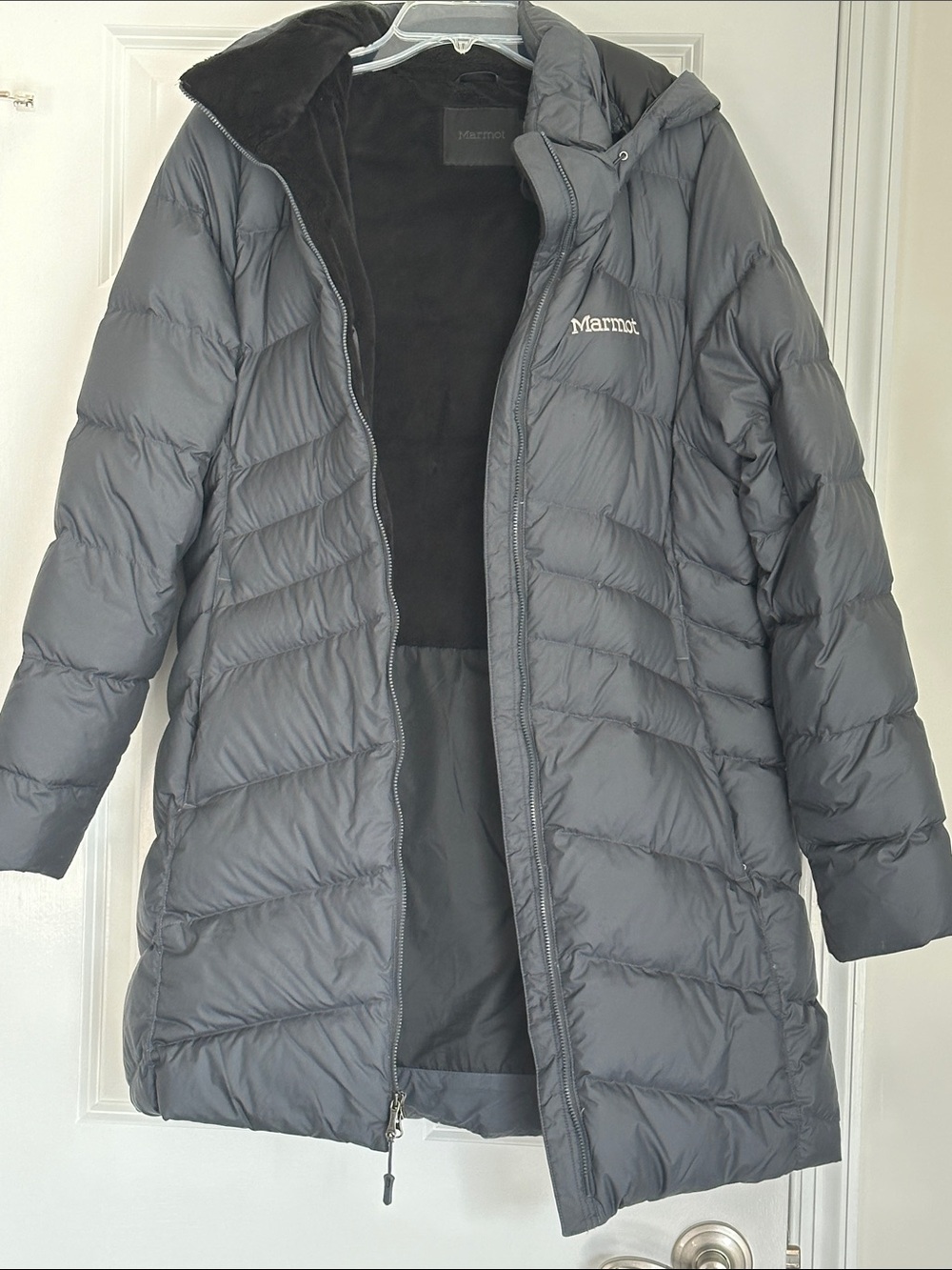 Marmot Women's Long Hooded Puffer Coat - Charcoal Gray
